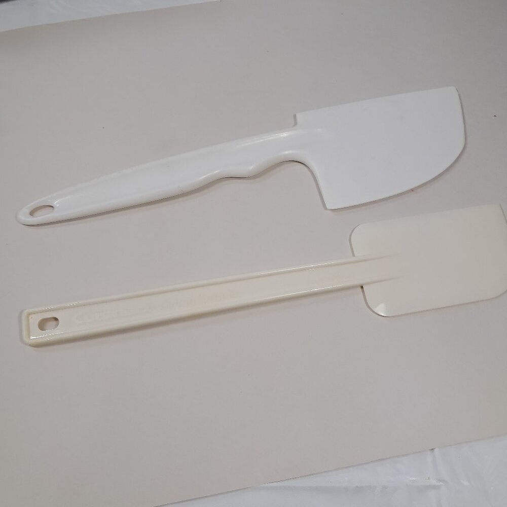 Cuisinart set 2 Nylon Spatula Bowl Scraper made‎ Japan off white almond DLC-650